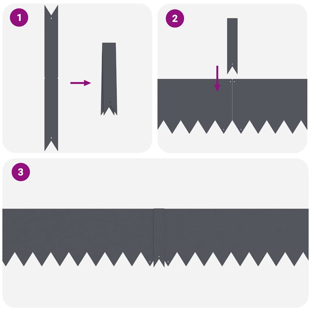 vidaXL Lawn Edgings 20 pcs Anthracite 100 x 0.5 x 20 cm Steel