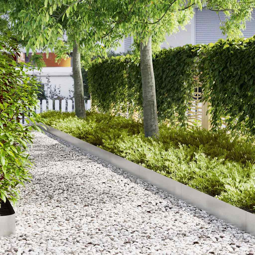 Lawn Edging 30 pcs 100 x 0.05 x 20 cm Stainless Steel Silver