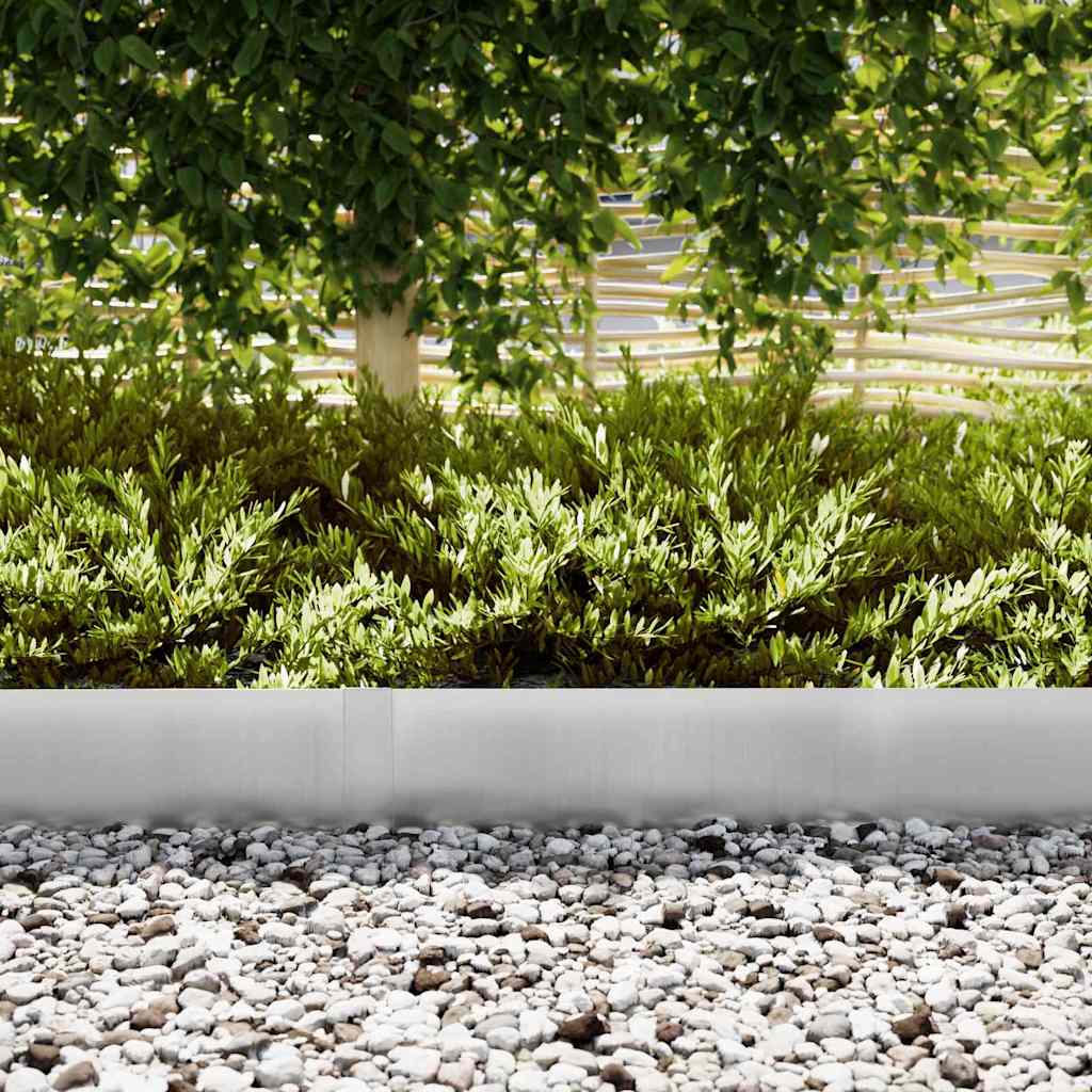 Lawn Edging 10 pcs Silver 100 x 0.05 x 20 cm Galvanised Steel
