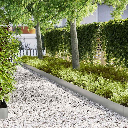 Lawn Edging 10 pcs 100 x 0.05 x 20 cm Galvanised Steel Silver