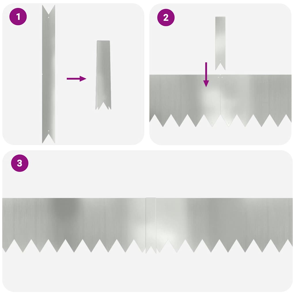 vidaXL Lawn Edgings 30 pcs Silver 100 x 0.5 x 20 cm Galvanised steel