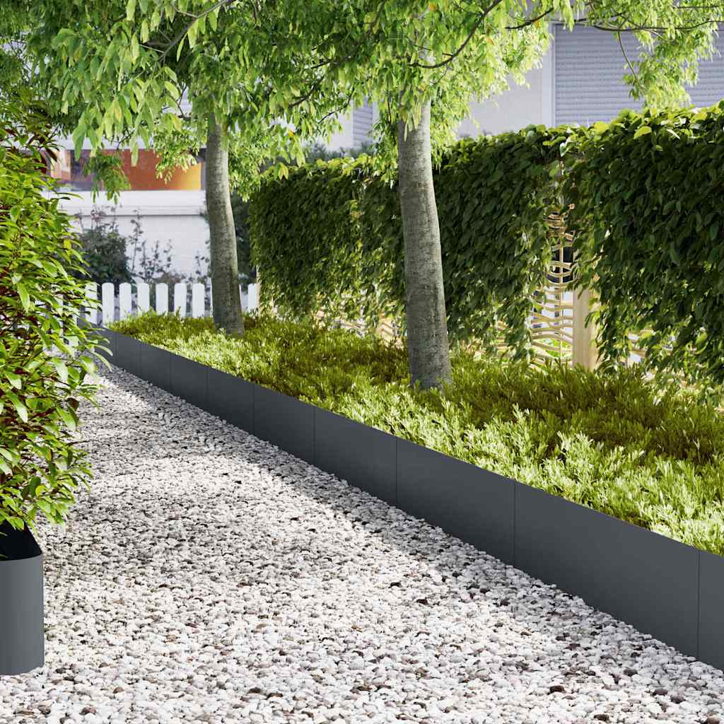 Lawn Edging 10 pcs Anthracite 100 x 0.05 x 30 cm