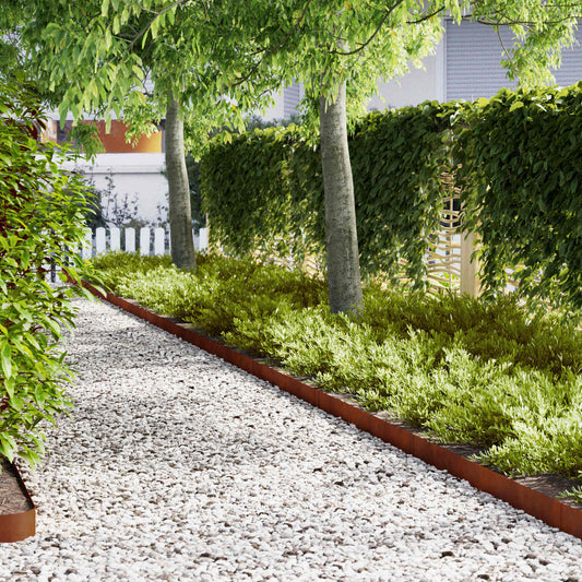 Lawn Edging 10 pcs 100 x 0.05 x 30 cm Rusty