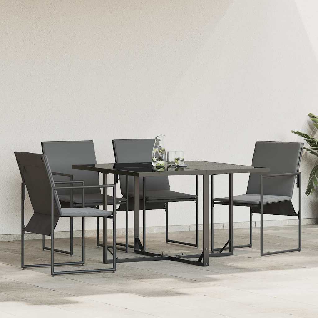 Chair with Cushion 4 pcs Black and Anthracite Textilene