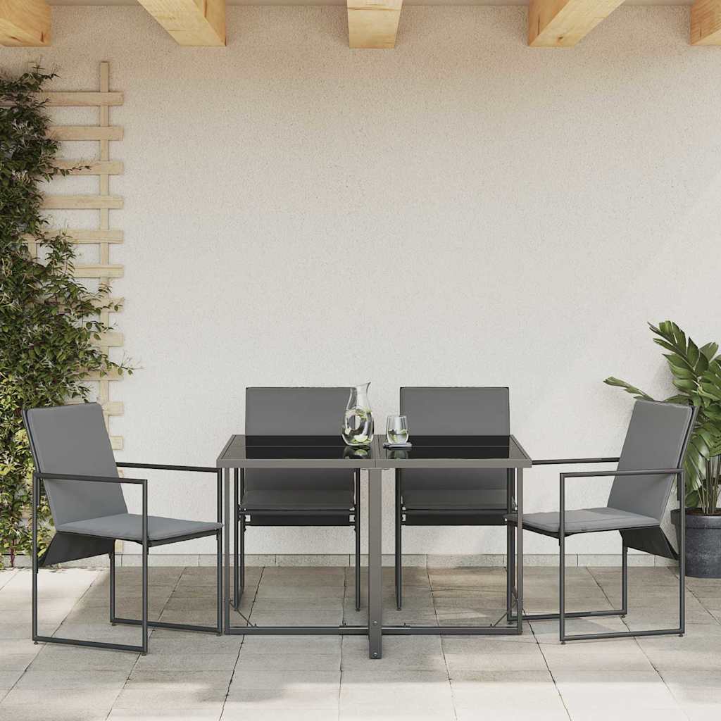 Chair with Cushion 4 pcs Black and Anthracite Textilene