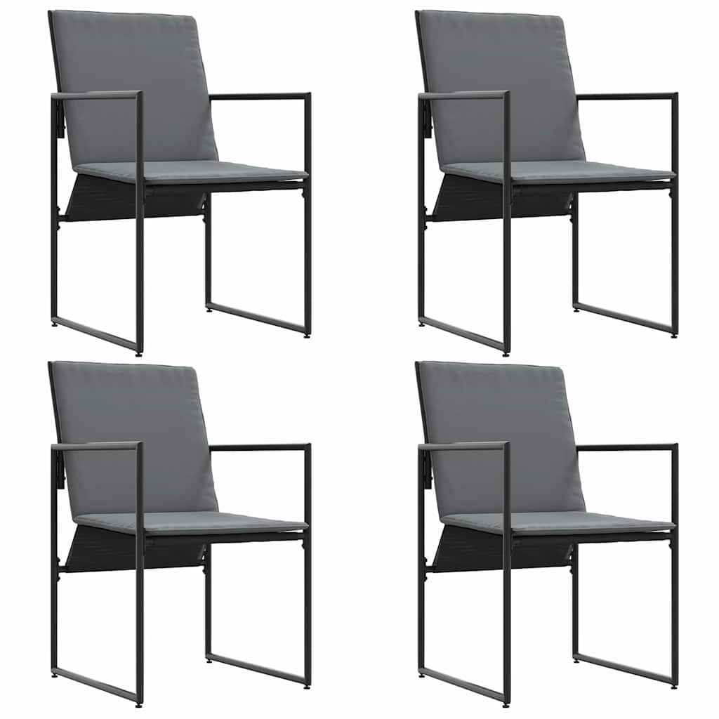 Chair with Cushion 4 pcs Black and Anthracite Textilene