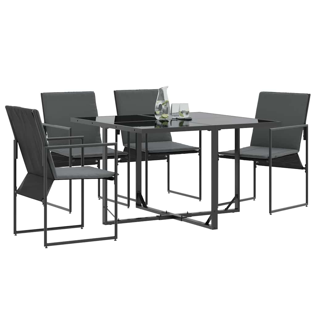 Chair with Cushion 4 pcs Black and Anthracite Textilene