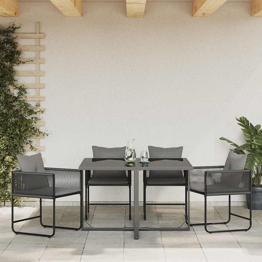 Chair 4 pcs Black and Anthracite PE Rattan