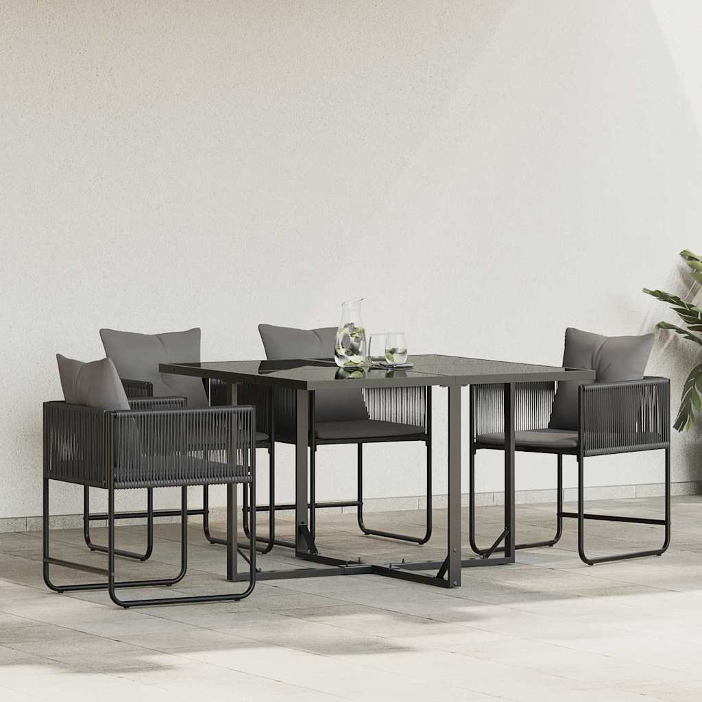 Chair with Cushion 4 pcs Black and Anthracite PE Rattan