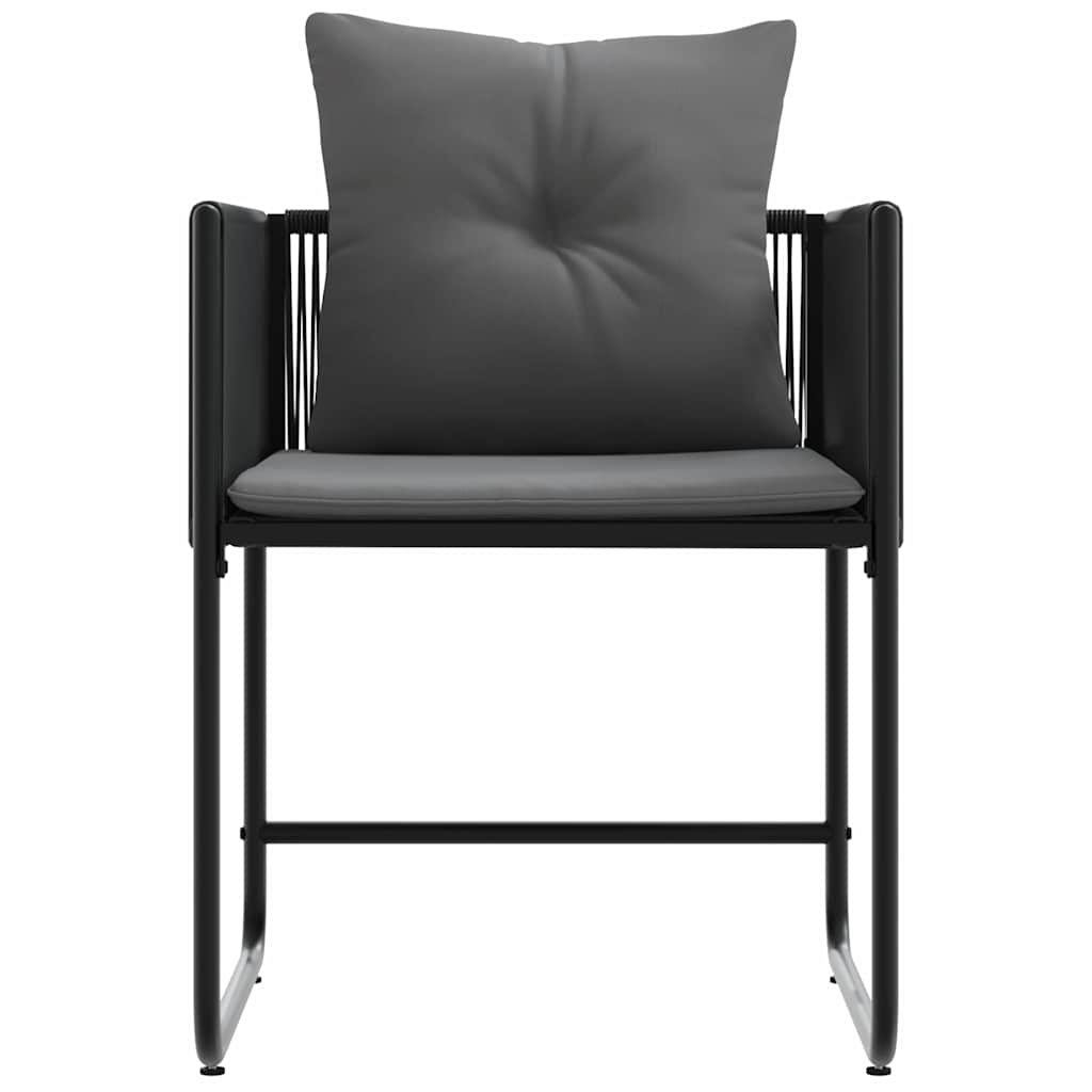 Chair with Cushion 4 pcs Black and Anthracite PE Rattan
