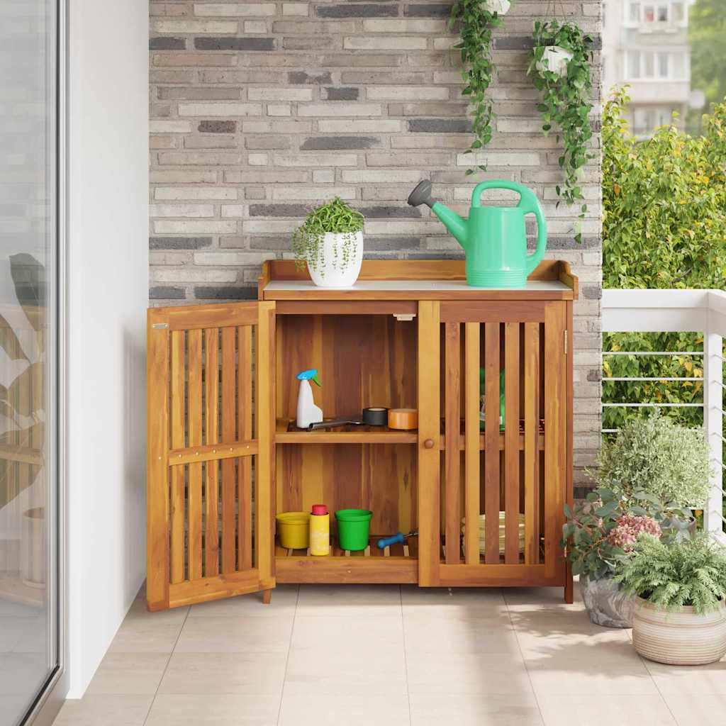 Garden Cabinet Natural 93 x 41.5 x 98cm Solid Acacia Wood