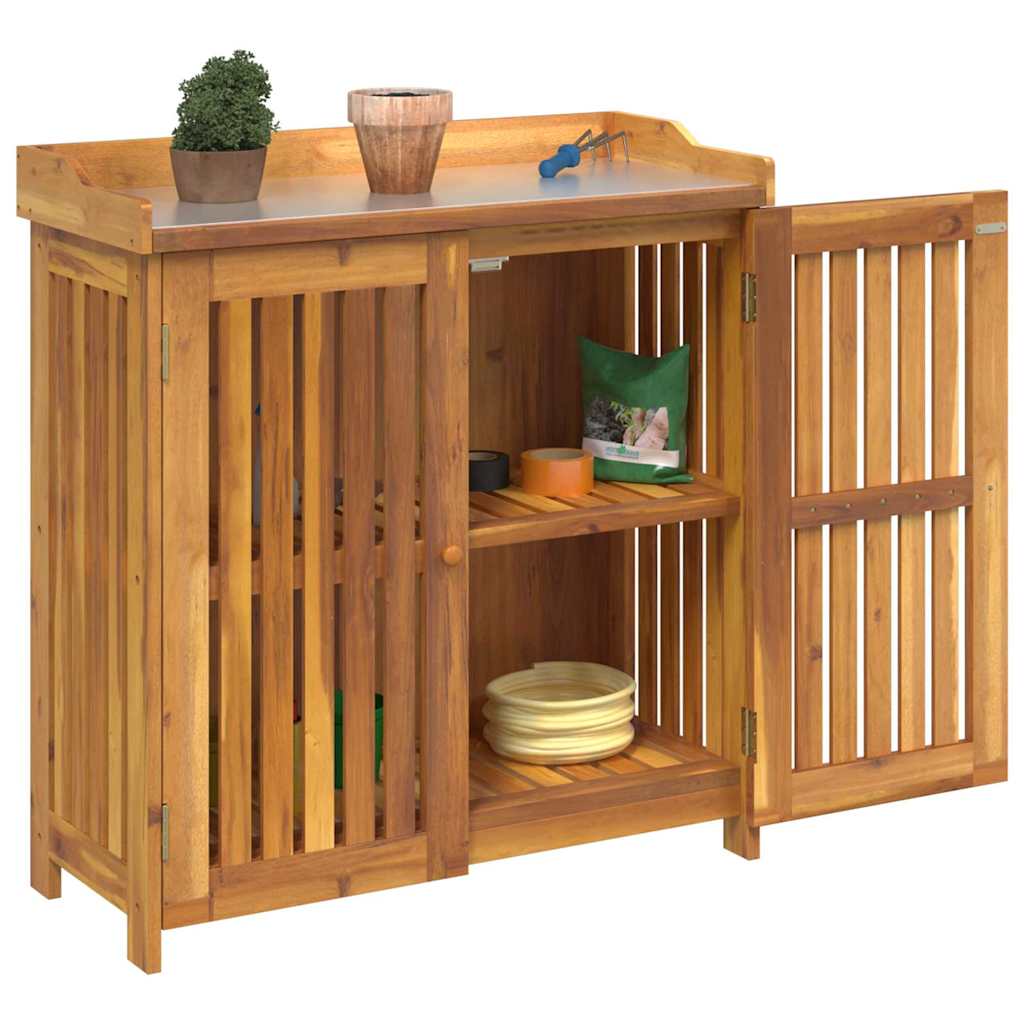 Garden Cabinet Natural 93 x 41.5 x 98cm Solid Acacia Wood