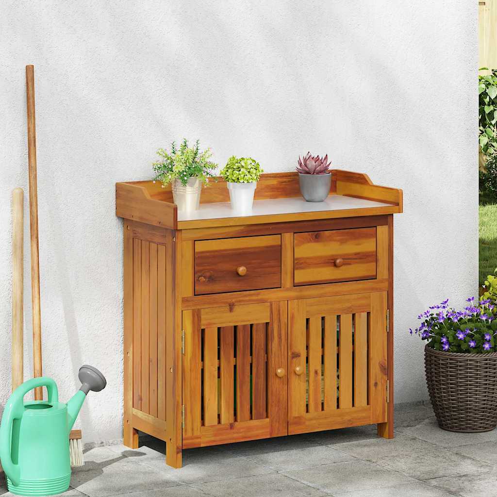 Garden Cabinet Natural 78 x 36.5 x 78cm Solid Acacia Wood