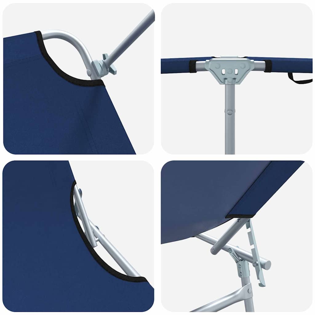 Sun Lounger Folding 2 pcs Blue 58 x 188 x 77cm Polyester