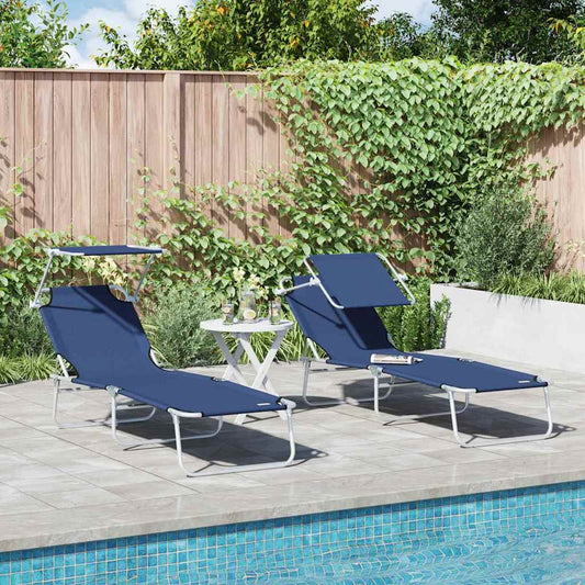 Sun Lounger 2 pcs Polyester Blue