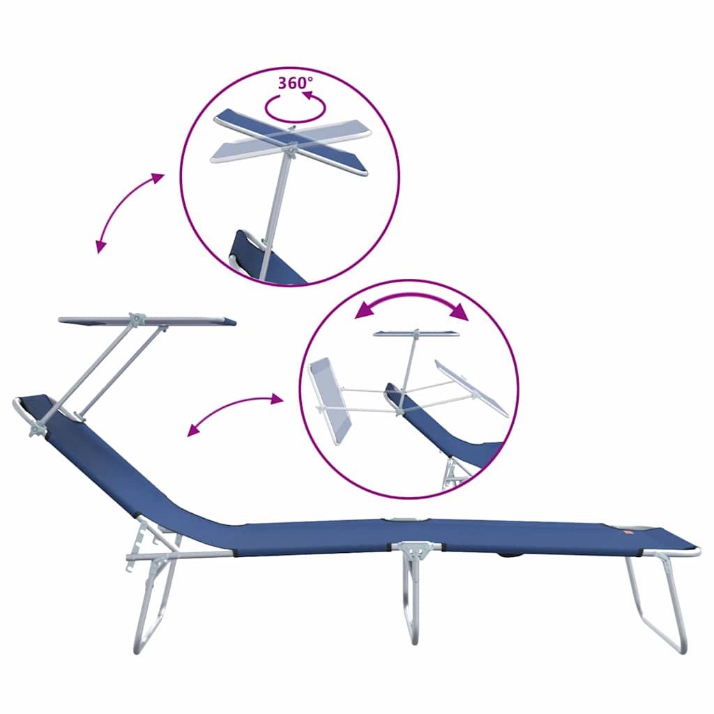 Sun Lounger Folding 2 pcs Blue 58 x 188 x 77cm Polyester