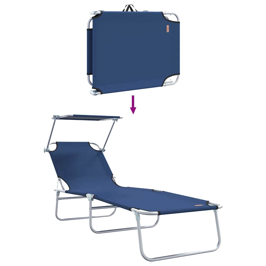 Sun Lounger Folding 2 pcs Blue 58 x 188 x 77cm Polyester