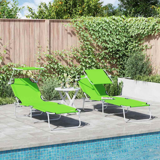 Sun Lounger 2 pcs Polyester Green
