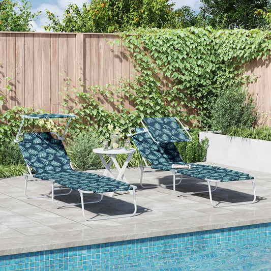 Sun Lounger 2 pcs Polyester Green