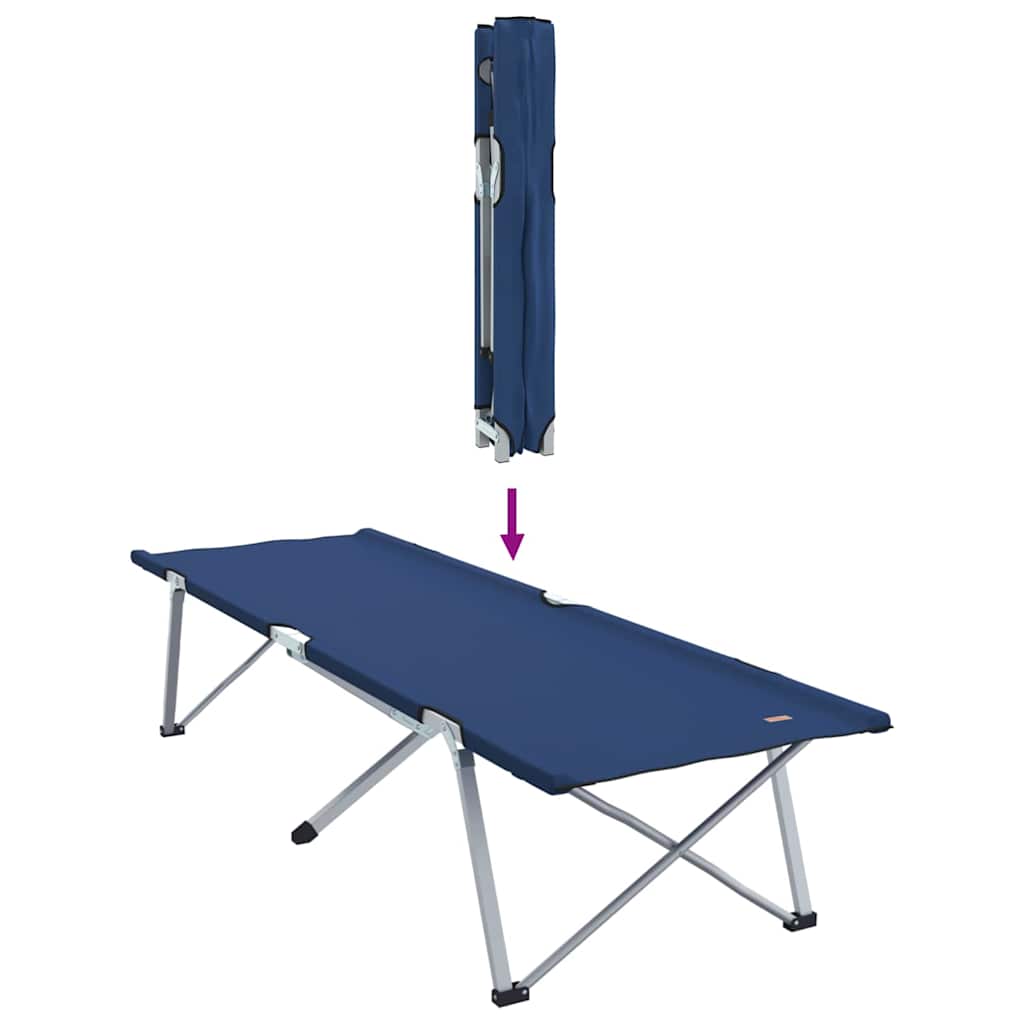 Folding Camping Bed Blue 194 x 62.5 x 42.5 cm Oxford and Steel