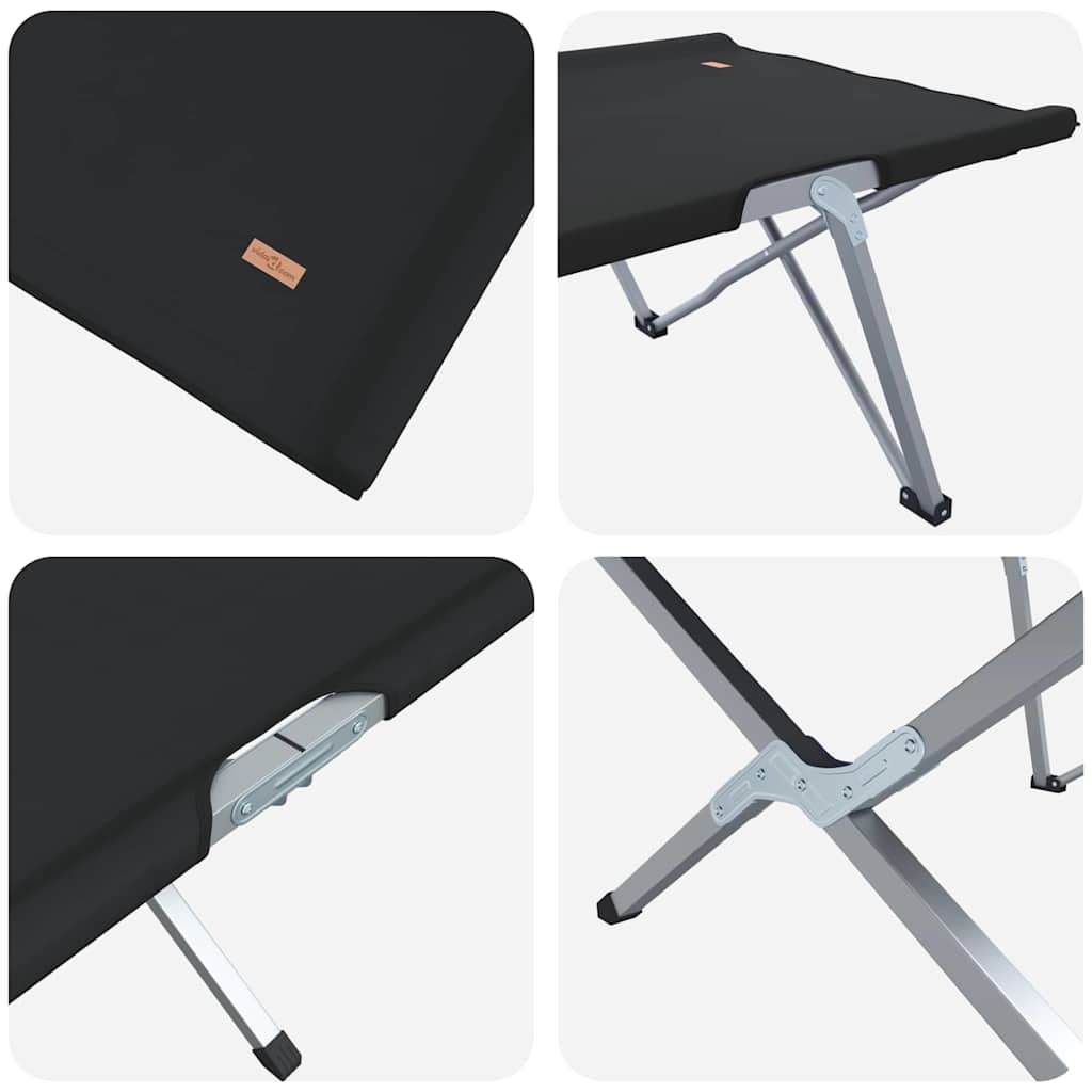 Folding Camping Bed Folding 2 pcs Black 194 x 62.5 x 42.5 cm