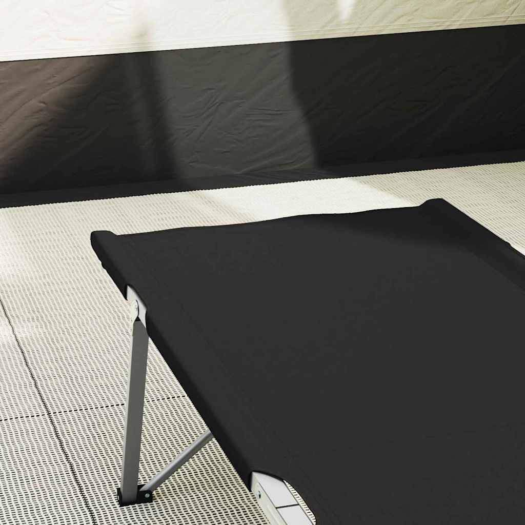 Folding Camping Bed Folding 2 pcs Black 194 x 62.5 x 42.5 cm