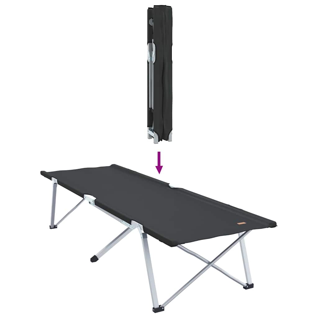 Folding Camping Bed Folding 2 pcs Black 194 x 62.5 x 42.5 cm