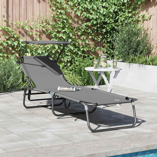 Folding Sun Lounger Oxford Grey