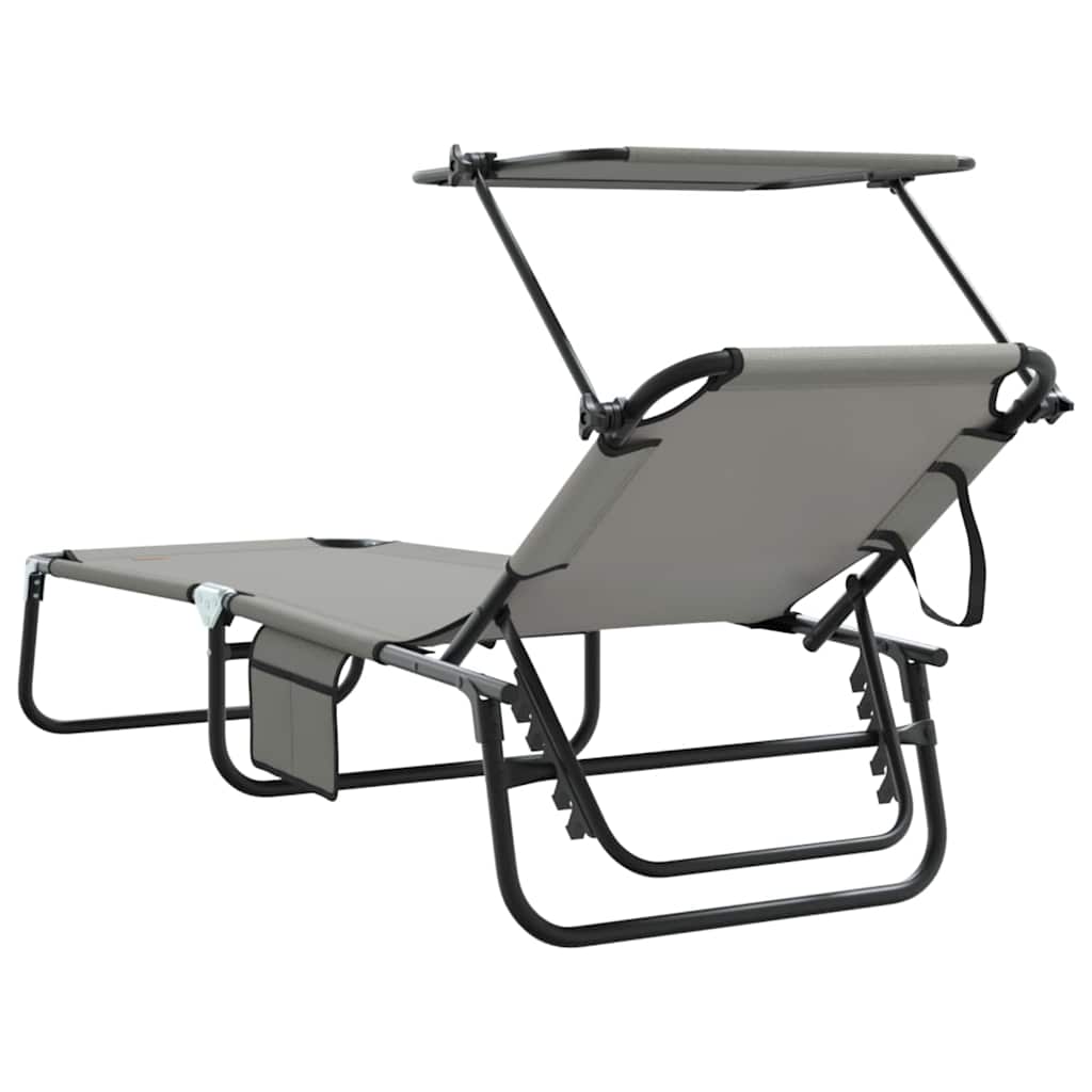 Folding Sun Lounger Folding Grey 190 x 57 x 81 cm Oxford