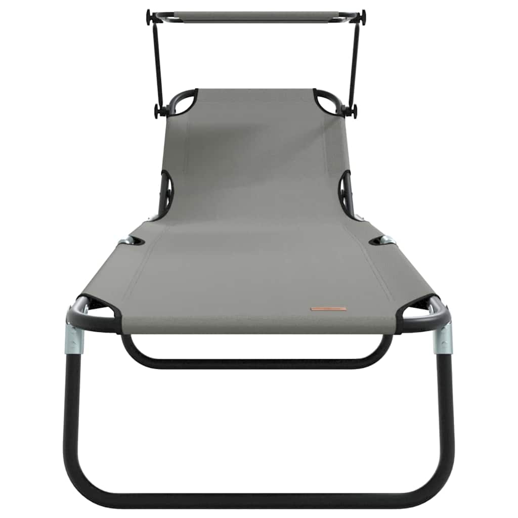 Folding Sun Lounger Folding Grey 190 x 57 x 81 cm Oxford
