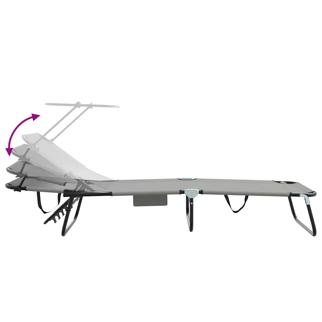 Folding Sun Lounger Folding Grey 190 x 57 x 81 cm Oxford