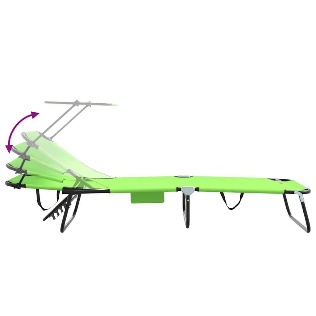Folding Sun Lounger Folding 2 pcs Green 190 x 57 x 81 cm Oxford