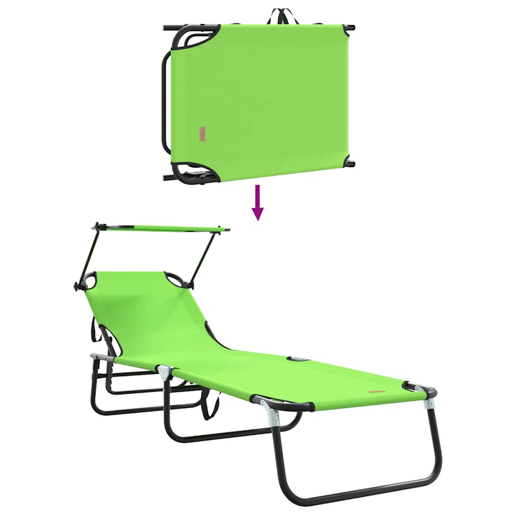 Folding Sun Lounger Folding 2 pcs Green 190 x 57 x 81 cm Oxford