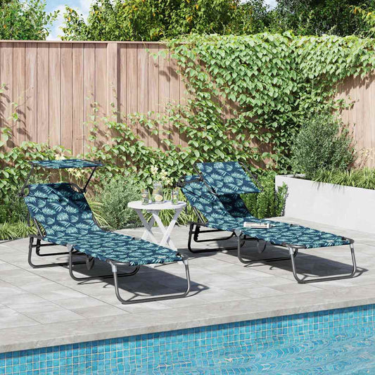 Folding Sun Lounger 2 pcs Oxford Multicolour