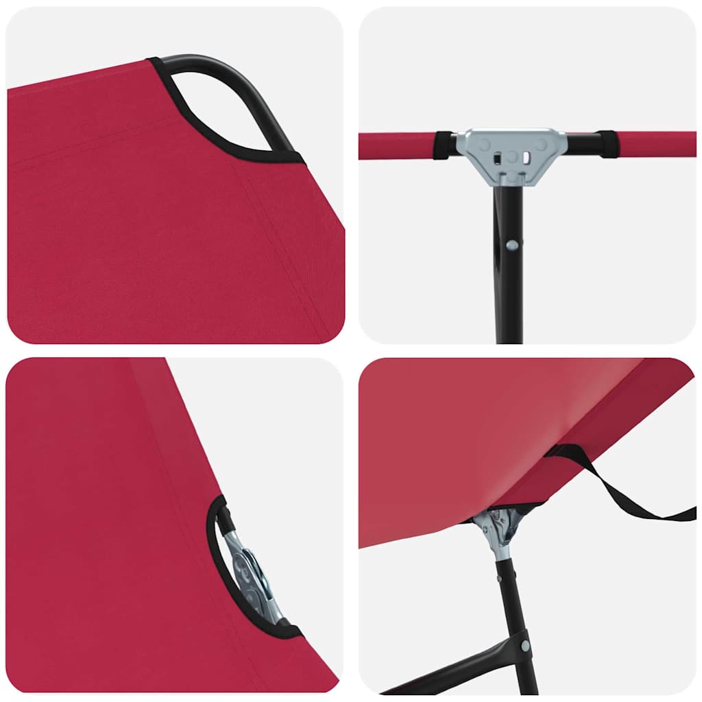 Folding Sun Lounger Folding Red 188 x 57 x 86.5 cm Polyester