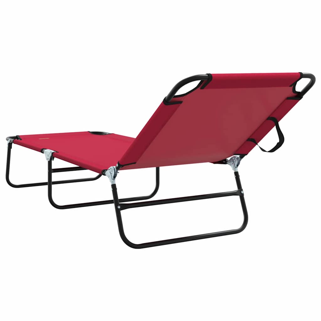 Folding Sun Lounger Folding Red 188 x 57 x 86.5 cm Polyester