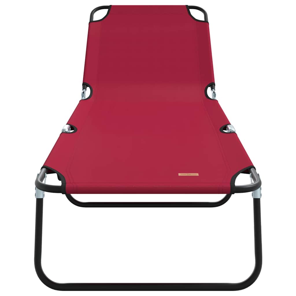 Folding Sun Lounger Folding Red 188 x 57 x 86.5 cm Polyester
