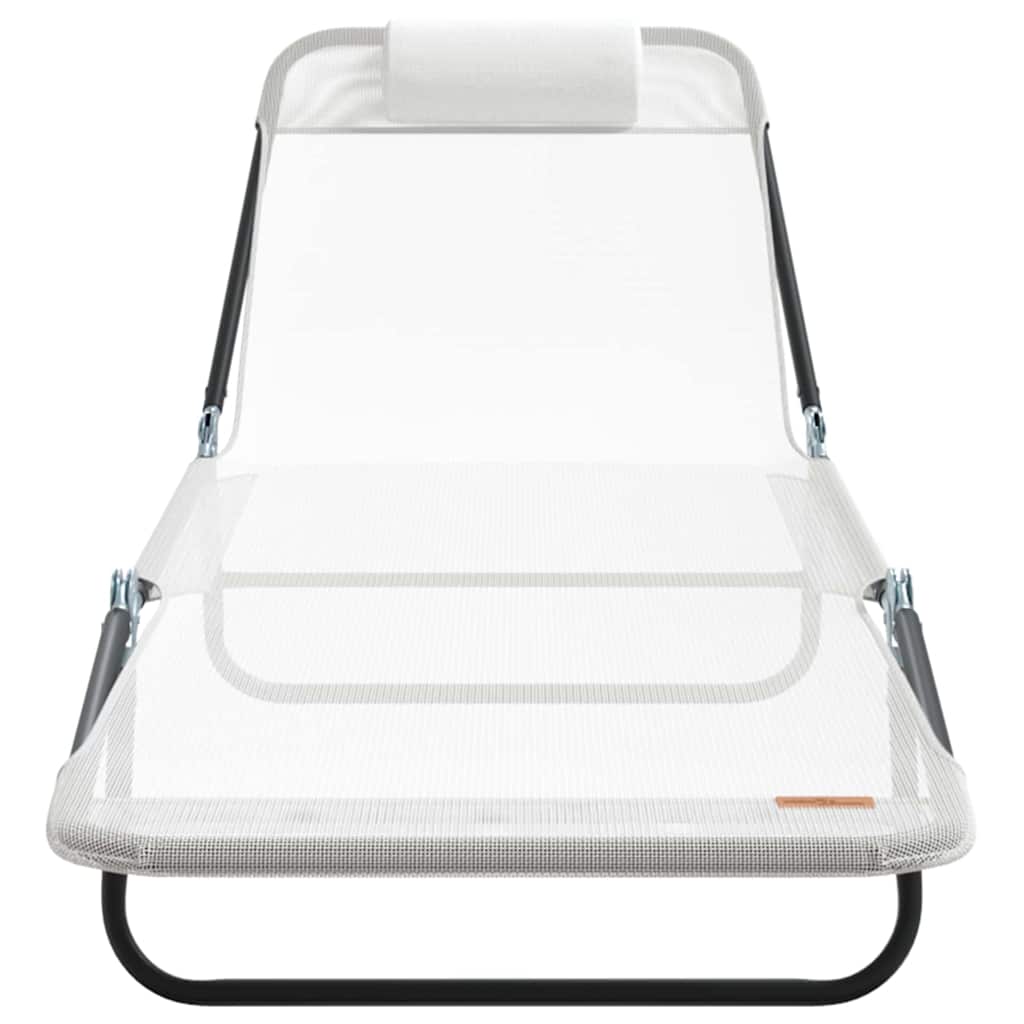 Folding Sun Lounger Folding Cream 182 x 55 x 85.5 cm Textilene