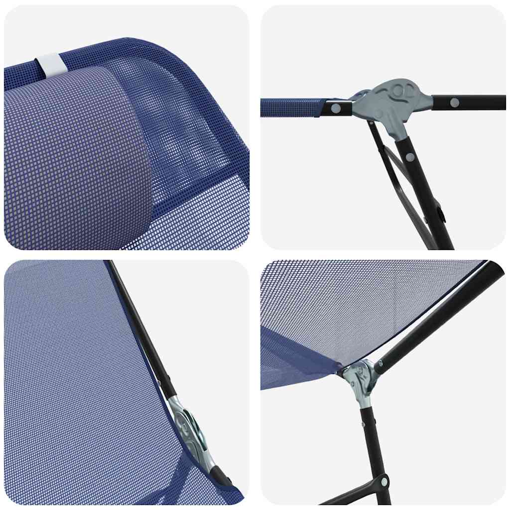 Folding Sun Lounger Navy Blue 182 x 55 x 85.5 cm Textilene