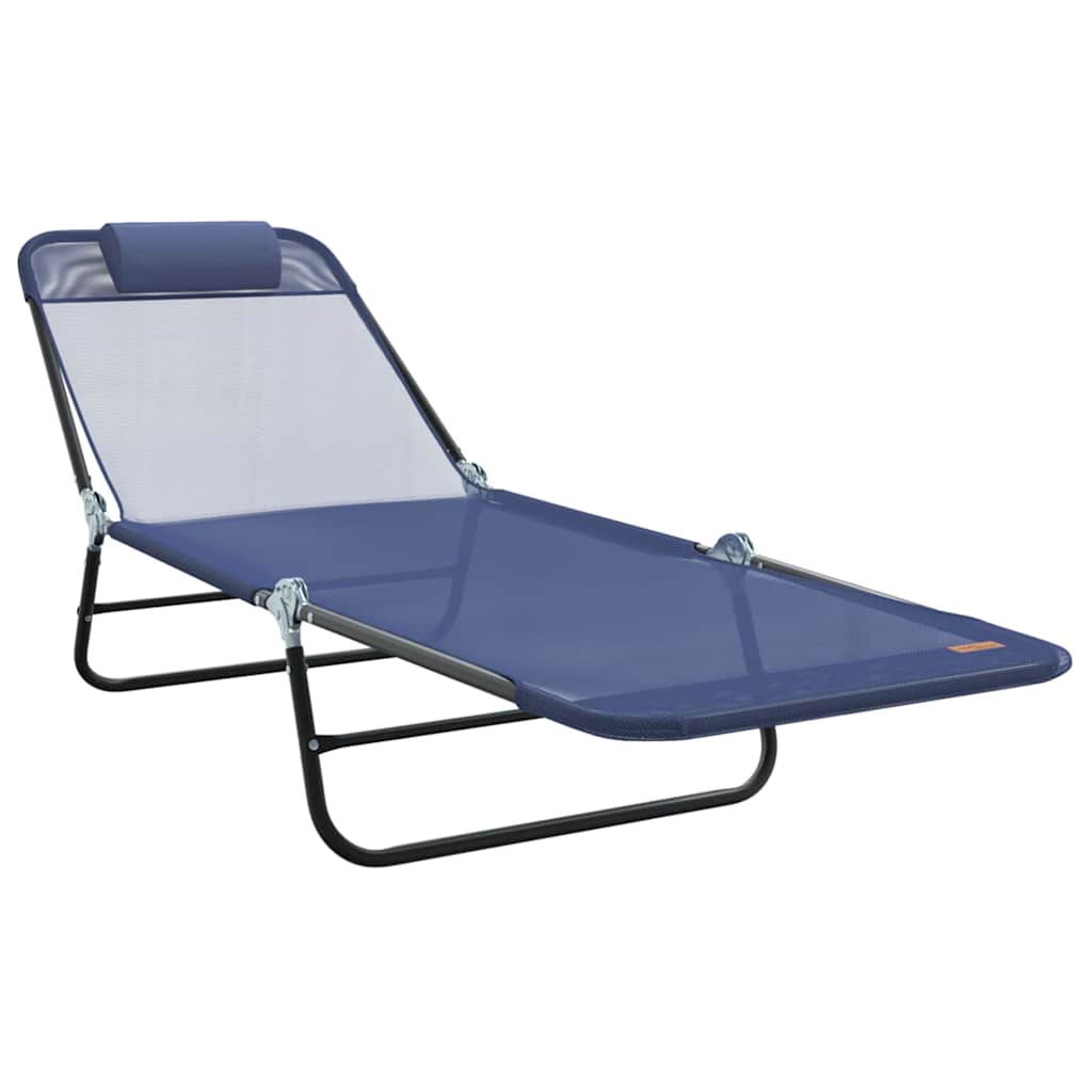 Folding Sun Lounger Navy Blue 182 x 55 x 85.5 cm Textilene