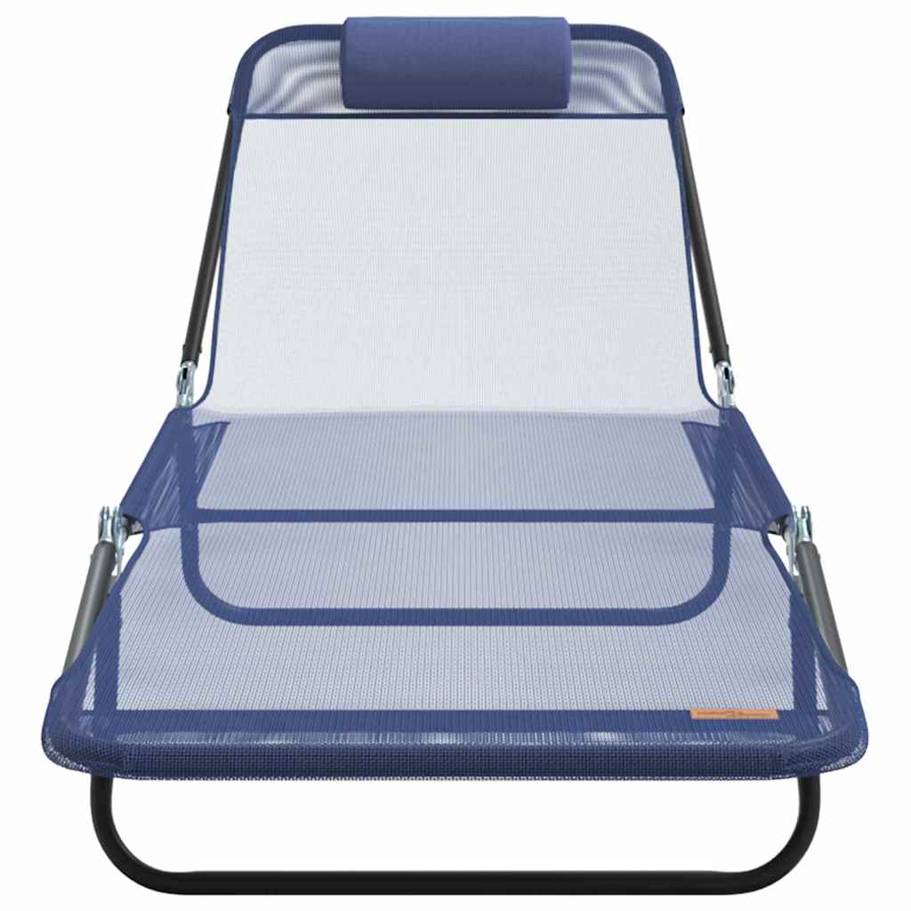 Folding Sun Lounger Navy Blue 182 x 55 x 85.5 cm Textilene