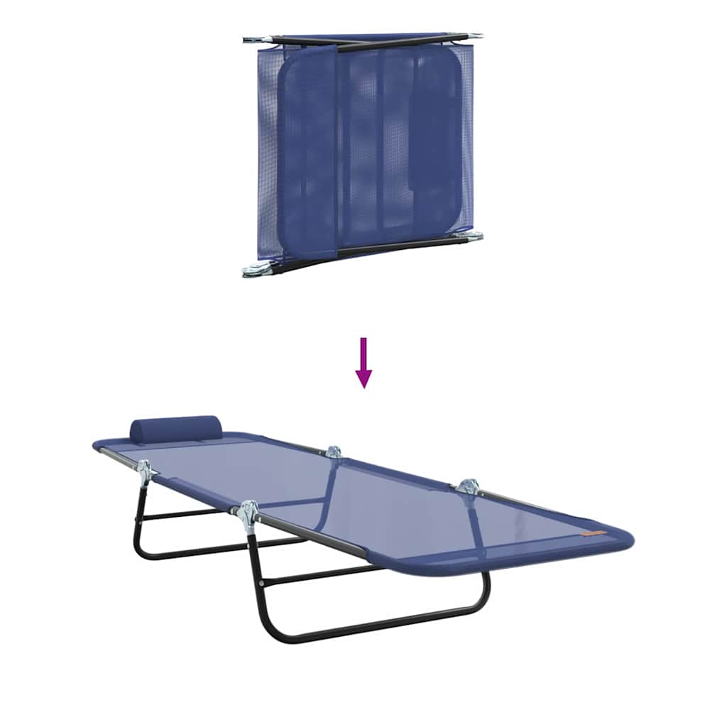 Folding Sun Lounger Navy Blue 182 x 55 x 85.5 cm Textilene
