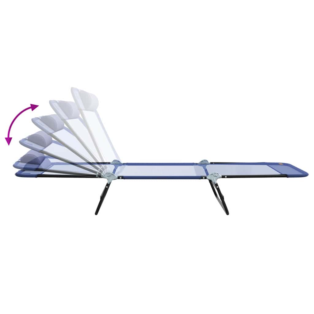 Folding Sun Lounger Navy Blue 182 x 55 x 85.5 cm Textilene