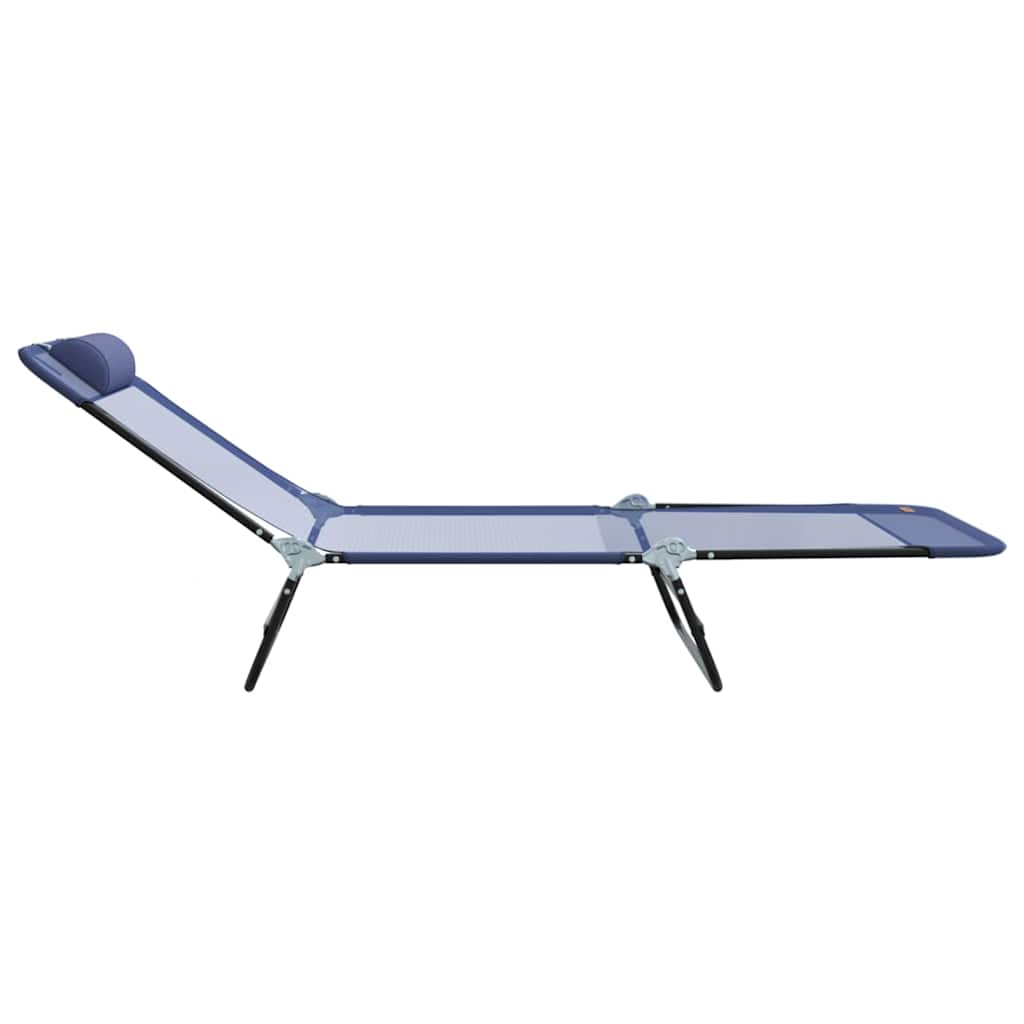 Folding Sun Lounger Navy Blue 182 x 55 x 85.5 cm Textilene