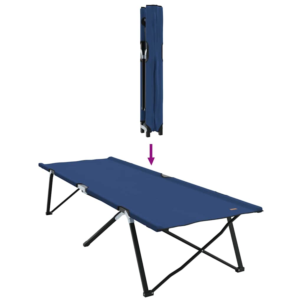 Folding Camping Bed Blue 206 x 76 x 74 cm Oxford and Steel