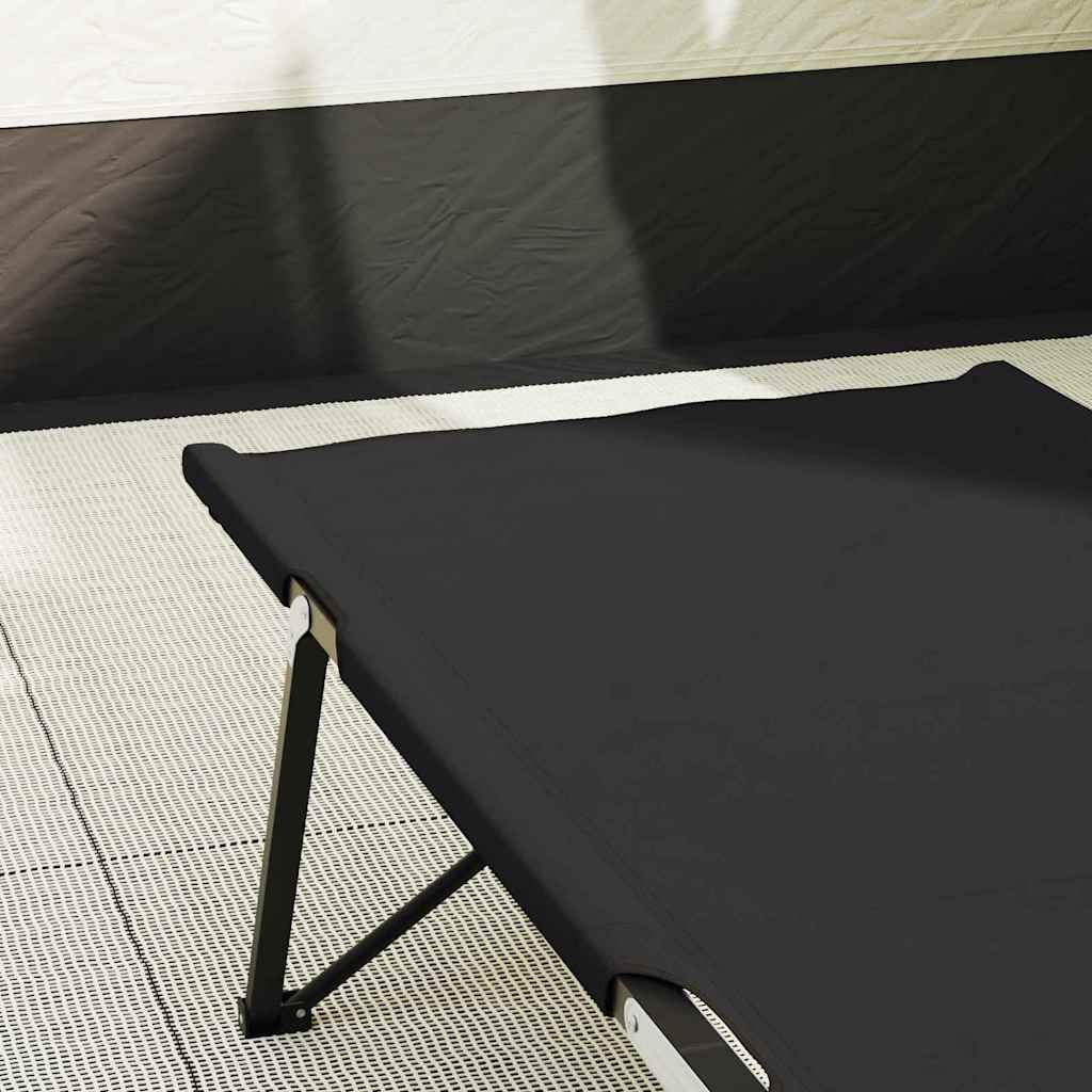 Folding Camping Bed Black 206 x 76 x 74 cm Oxford and Steel