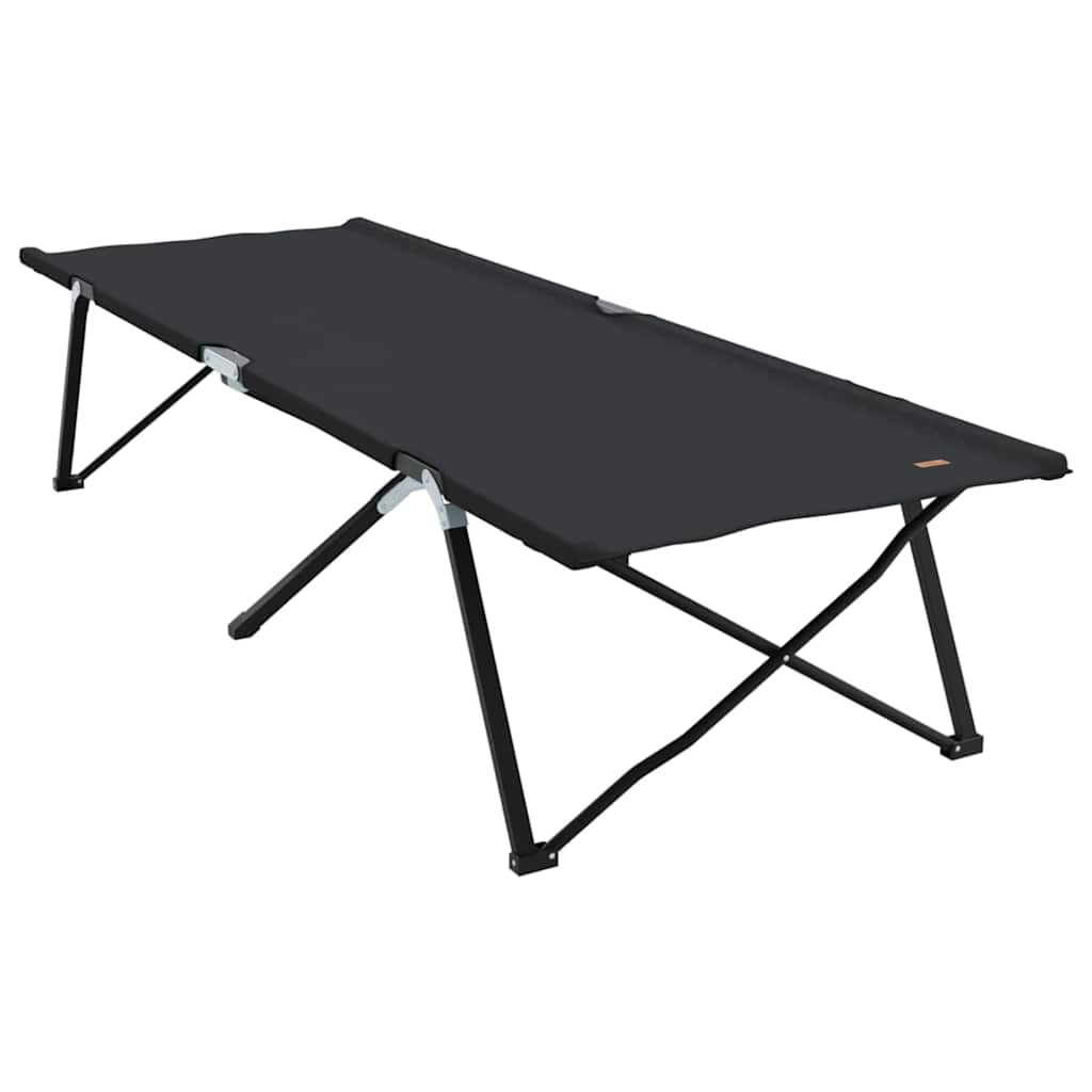 Folding Camping Bed Black 206 x 76 x 74 cm Oxford and Steel