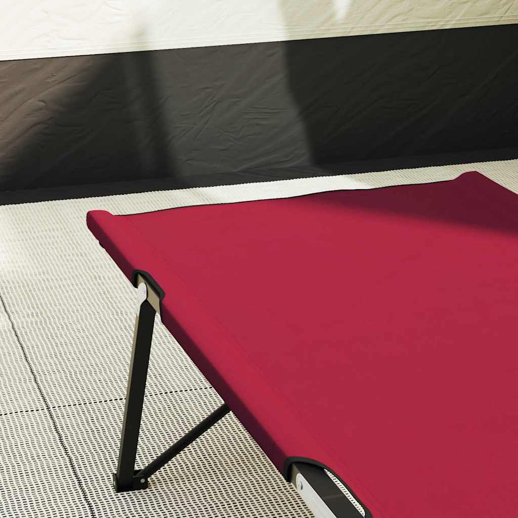 Folding Camping Bed Red 206 x 76 x 74 cm Oxford and Steel