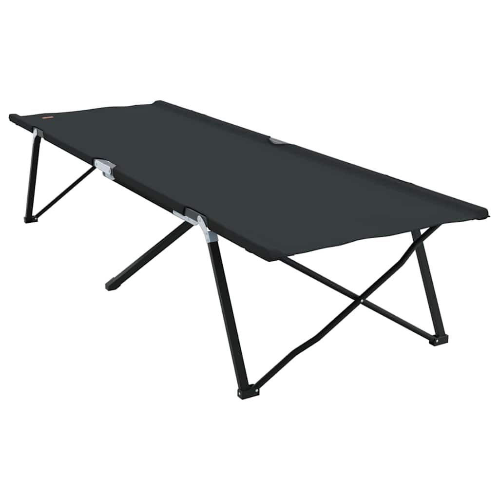 Folding Camping Bed Folding Manual 2 pcs Black 206 x 76 x 74 cm