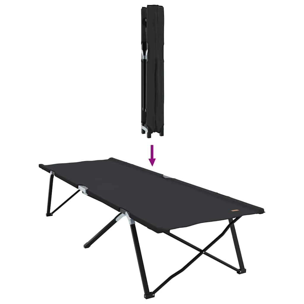 Folding Camping Bed Folding Manual 2 pcs Black 206 x 76 x 74 cm